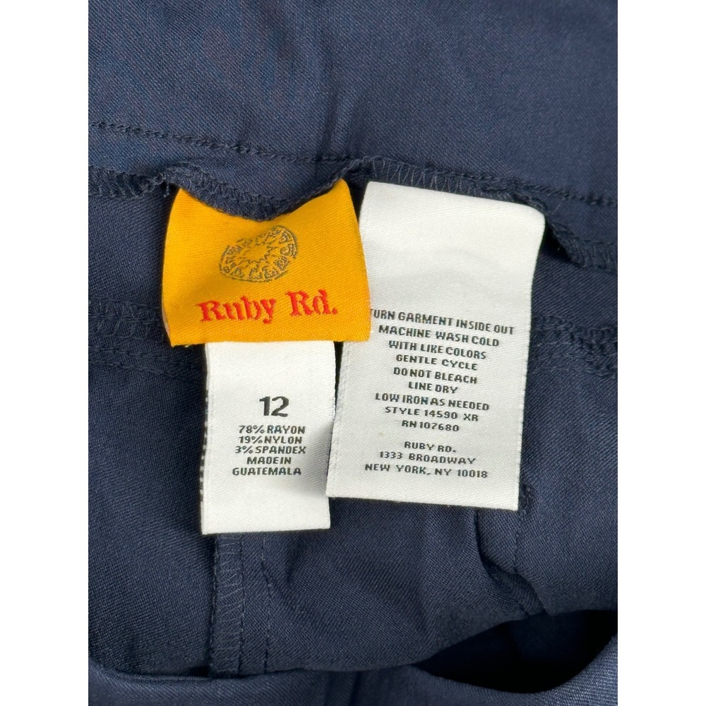 Ruby‎ Rd. Women's Pull-on Solar Millennium Tech Super Stretch Pant NAVY BLUE - Picture 9 of 9